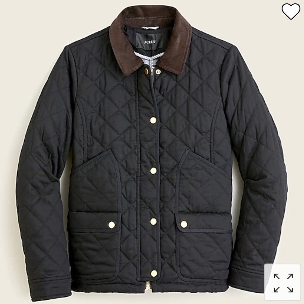 NWOT J Crew Barn Quilted Corduroy Trim Field Jacket